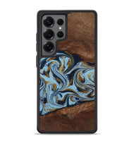 Galaxy S25 Ultra Wood Phone Case - Karol (Teal & Gold, 800081)