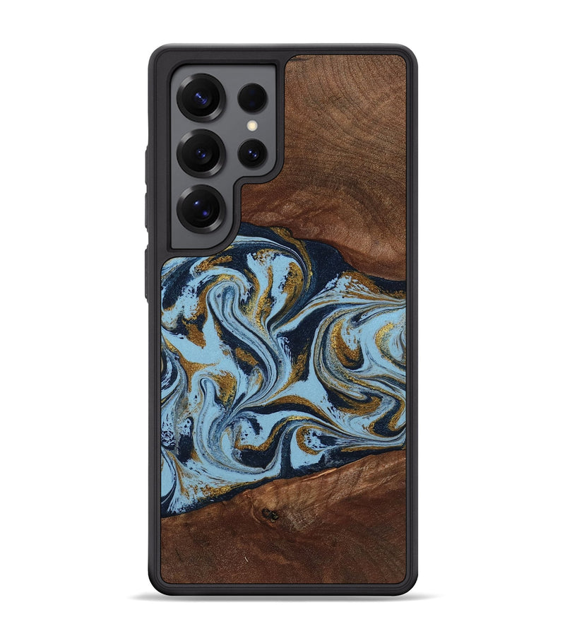 Galaxy S25 Ultra Wood Phone Case - Karol (Teal & Gold, 800081)