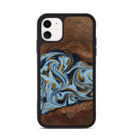 iPhone 11 Wood Phone Case - Karol (Teal & Gold, 800081)