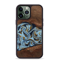 iPhone 13 Pro Max Wood Phone Case - Karol (Teal & Gold, 800081)