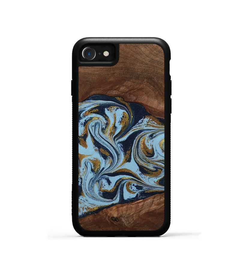 iPhone SE Wood Phone Case - Karol (Teal & Gold, 800081)