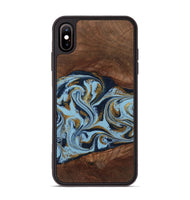 iPhone Xs Max Wood Phone Case - Karol (Teal & Gold, 800081)