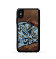 iPhone Xs Wood Phone Case - Karol (Teal & Gold, 800081)