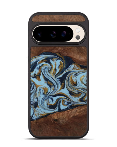 Pixel 10 Wood Phone Case - Karol (Teal & Gold, 800081)