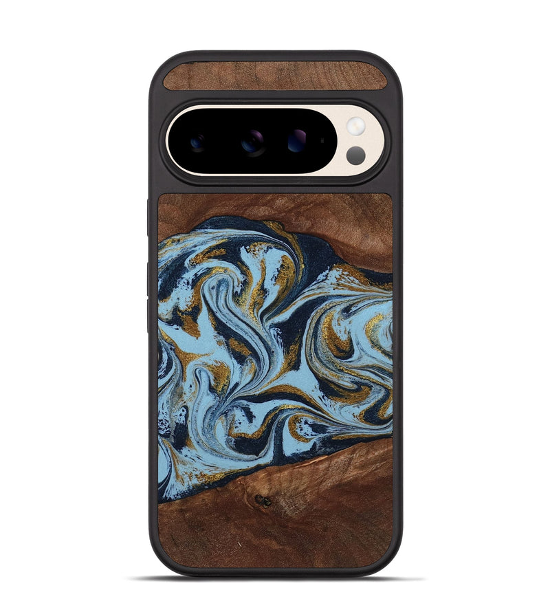 Pixel 10 Wood Phone Case - Karol (Teal & Gold, 800081)