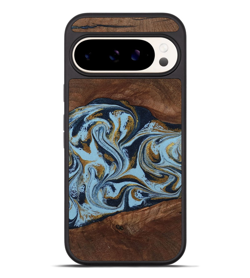 Pixel 9 Pro XL Wood Phone Case - Karol (Teal & Gold, 800081)