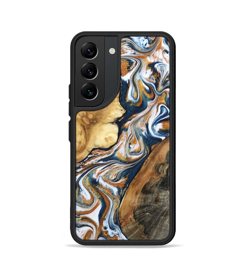Galaxy S22 Wood Phone Case - Esta (Teal & Gold, 800083)