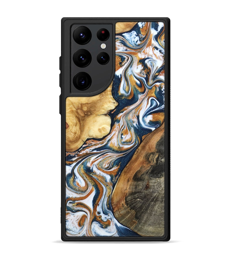 Galaxy S22 Ultra Wood Phone Case - Esta (Teal & Gold, 800083)