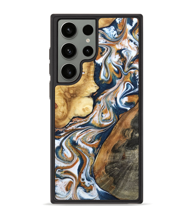 Galaxy S23 Ultra Wood Phone Case - Esta (Teal & Gold, 800083)