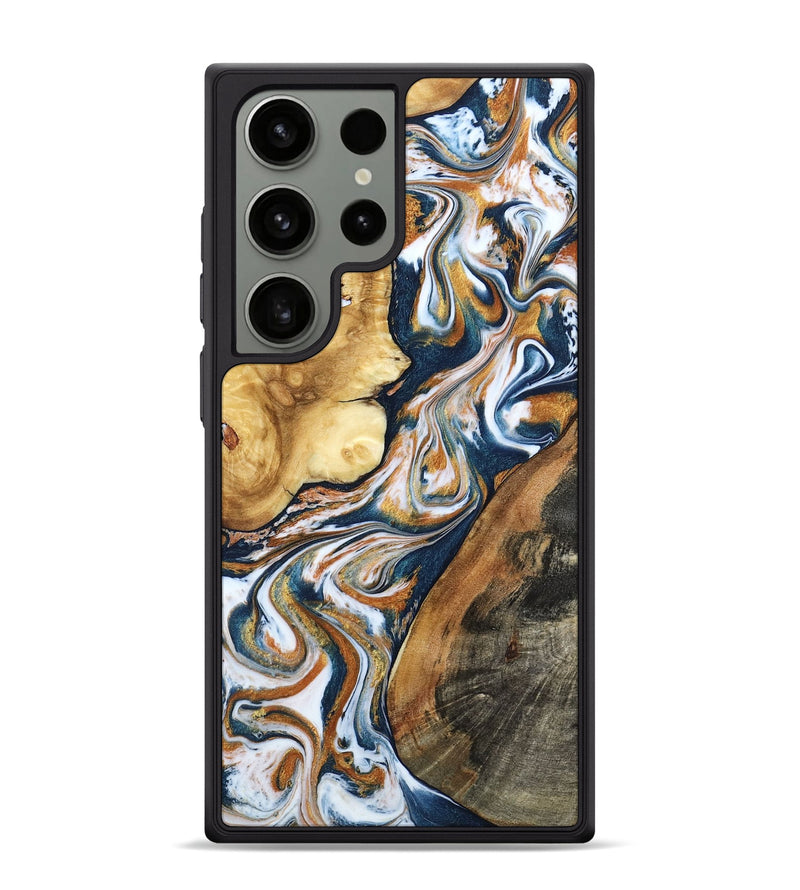 Galaxy S24 Ultra Wood Phone Case - Esta (Teal & Gold, 800083)