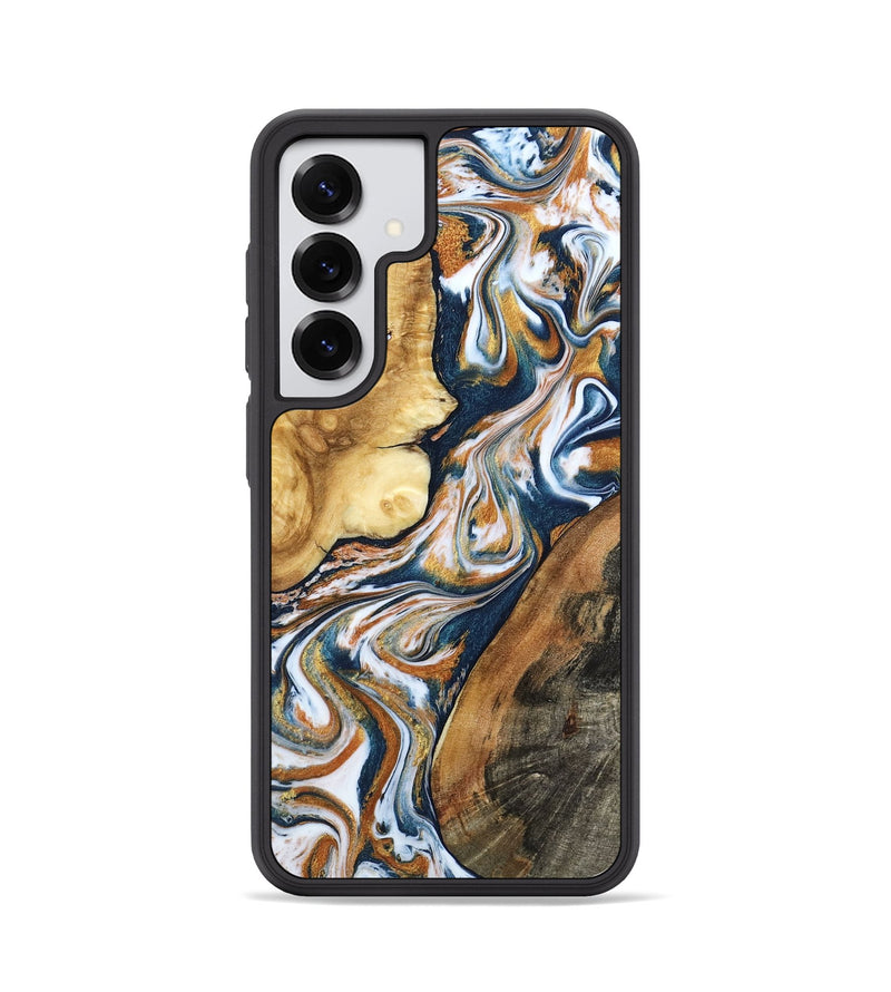 Galaxy S25 Wood Phone Case - Esta (Teal & Gold, 800083)
