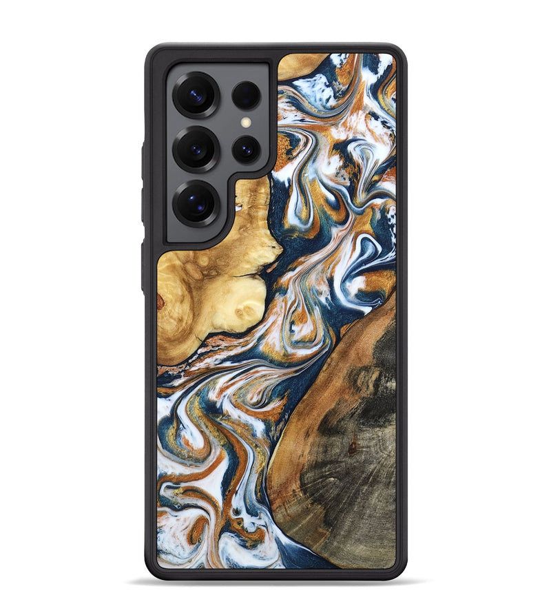 Galaxy S25 Ultra Wood Phone Case - Esta (Teal & Gold, 800083)