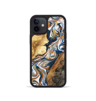 iPhone 12 mini Wood Phone Case - Esta (Teal & Gold, 800083)