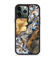 iPhone 13 Pro Max Wood Phone Case - Esta (Teal & Gold, 800083)