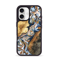 iPhone 17 Wood Phone Case - Esta (Teal & Gold, 800083)