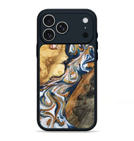 iPhone 17 Pro Max Wood Phone Case - Esta (Teal & Gold, 800083)