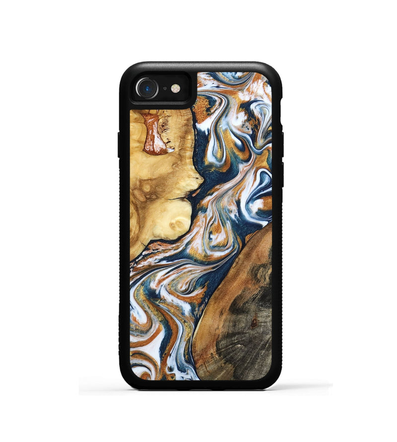 iPhone SE Wood Phone Case - Esta (Teal & Gold, 800083)
