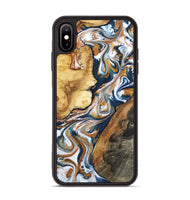 iPhone Xs Max Wood Phone Case - Esta (Teal & Gold, 800083)