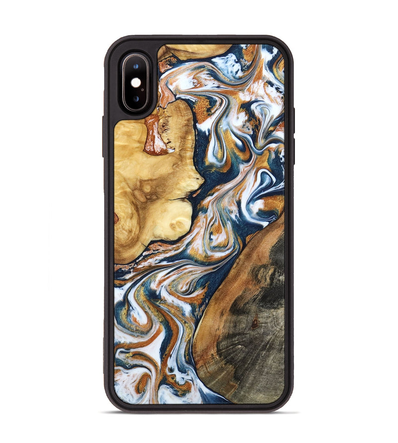 iPhone Xs Max Wood Phone Case - Esta (Teal & Gold, 800083)