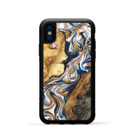 iPhone Xs Wood Phone Case - Esta (Teal & Gold, 800083)