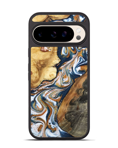 Pixel 10 Wood Phone Case - Esta (Teal & Gold, 800083)