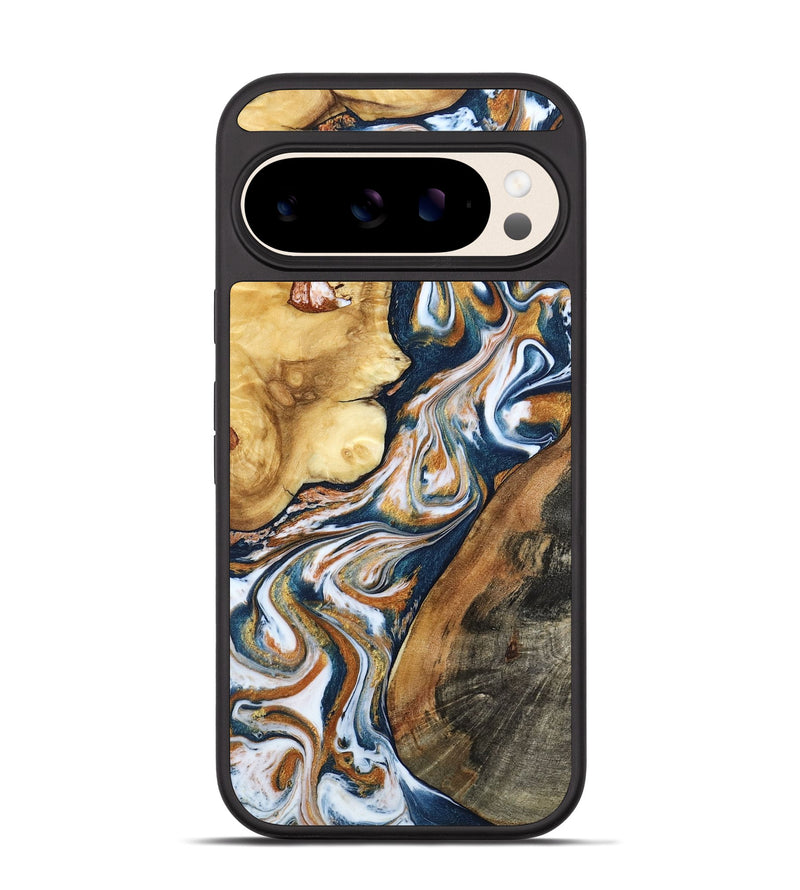 Pixel 10 Wood Phone Case - Esta (Teal & Gold, 800083)