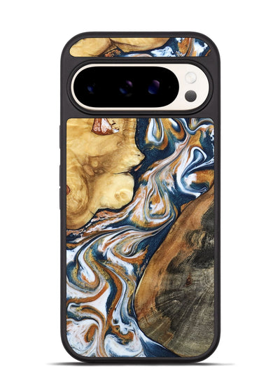 Pixel 9 Pro Wood Phone Case - Esta (Teal & Gold, 800083)