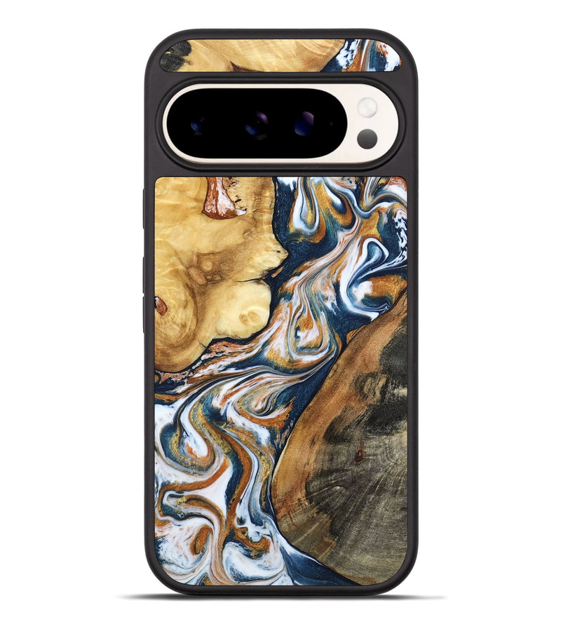 Pixel 9 Pro XL Wood Phone Case - Esta (Teal & Gold, 800083)