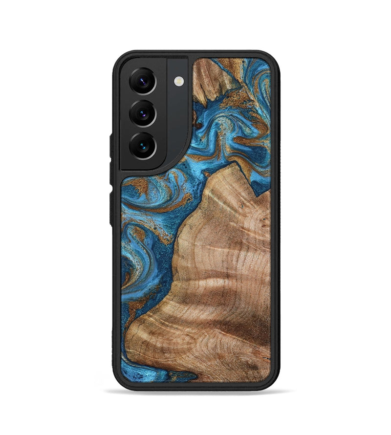 Galaxy S22 Wood Phone Case - Julisa (Teal & Gold, 800084)