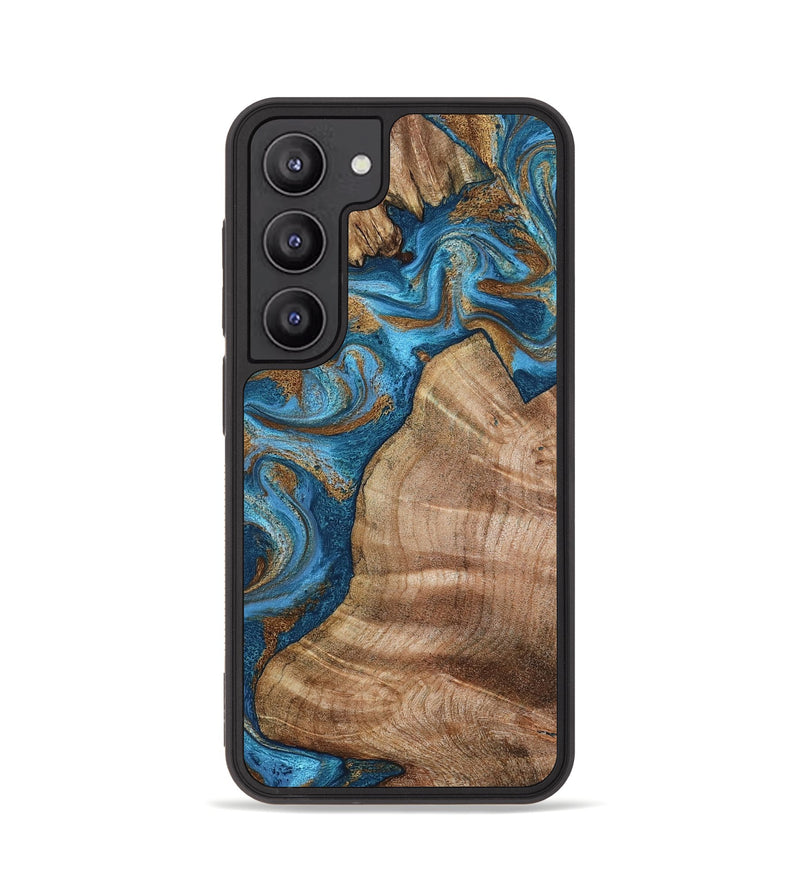 Galaxy S23 Wood Phone Case - Julisa (Teal & Gold, 800084)