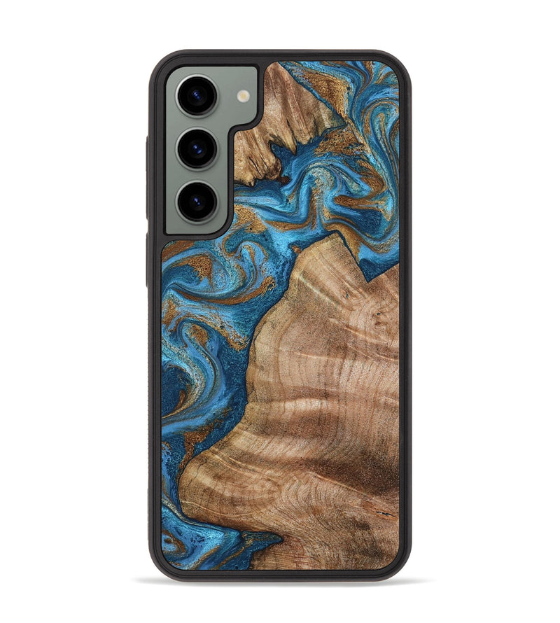 Galaxy S23 Plus Wood Phone Case - Julisa (Teal & Gold, 800084)