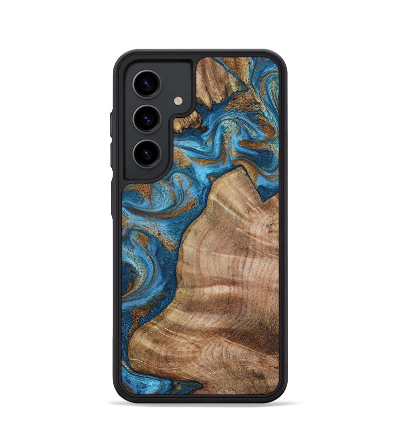 Galaxy S24 Wood Phone Case - Julisa (Teal & Gold, 800084)