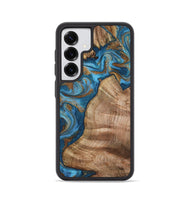 Galaxy S25 Wood Phone Case - Julisa (Teal & Gold, 800084)