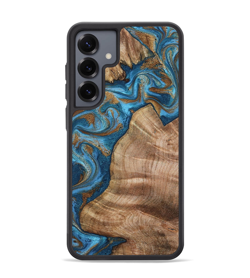 Galaxy S25 Plus Wood Phone Case - Julisa (Teal & Gold, 800084)