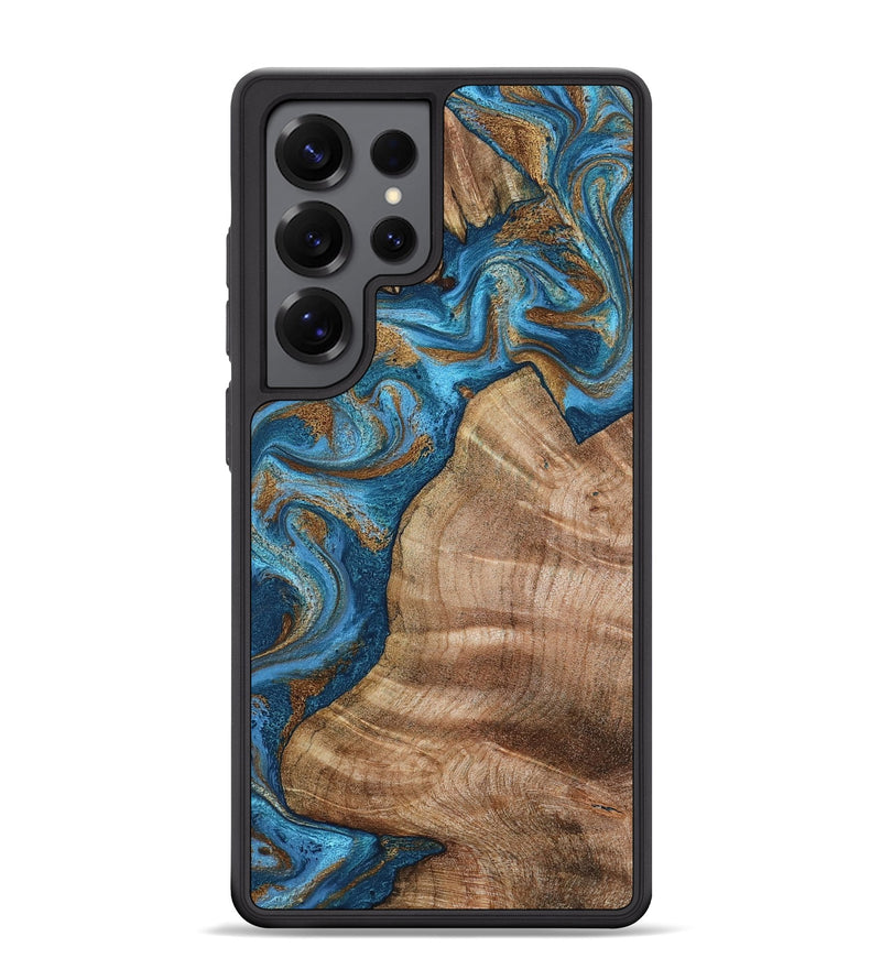 Galaxy S25 Ultra Wood Phone Case - Julisa (Teal & Gold, 800084)
