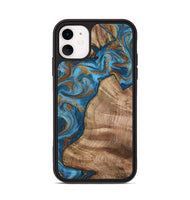 iPhone 11 Wood Phone Case - Julisa (Teal & Gold, 800084)
