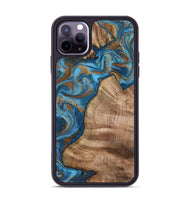 iPhone 11 Pro Max Wood Phone Case - Julisa (Teal & Gold, 800084)