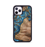 iPhone 11 Pro Wood Phone Case - Julisa (Teal & Gold, 800084)