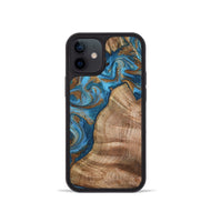 iPhone 12 mini Wood Phone Case - Julisa (Teal & Gold, 800084)