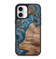iPhone 16 Plus Wood Phone Case - Julisa (Teal & Gold, 800084)
