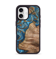 iPhone 17 Wood Phone Case - Julisa (Teal & Gold, 800084)