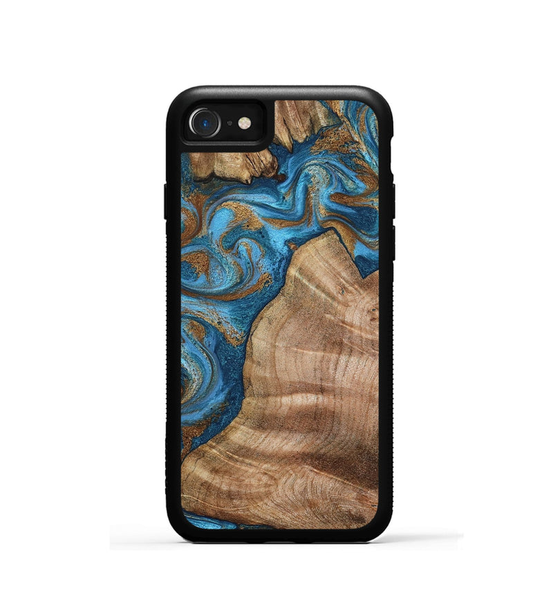 iPhone SE Wood Phone Case - Julisa (Teal & Gold, 800084)