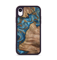 iPhone Xr Wood Phone Case - Julisa (Teal & Gold, 800084)