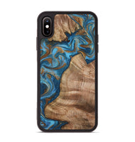iPhone Xs Max Wood Phone Case - Julisa (Teal & Gold, 800084)