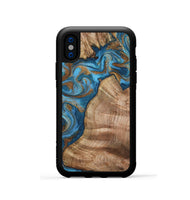 iPhone Xs Wood Phone Case - Julisa (Teal & Gold, 800084)