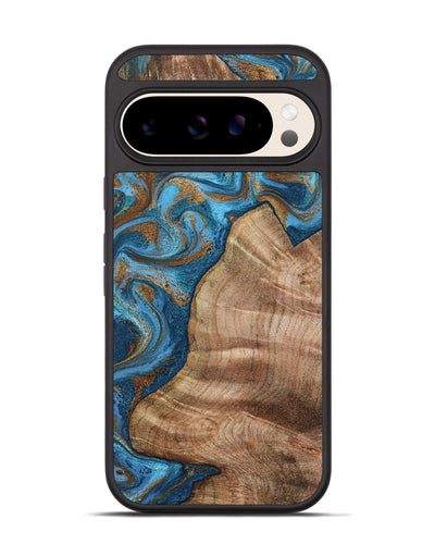 Pixel 10 Wood Phone Case - Julisa (Teal & Gold, 800084)