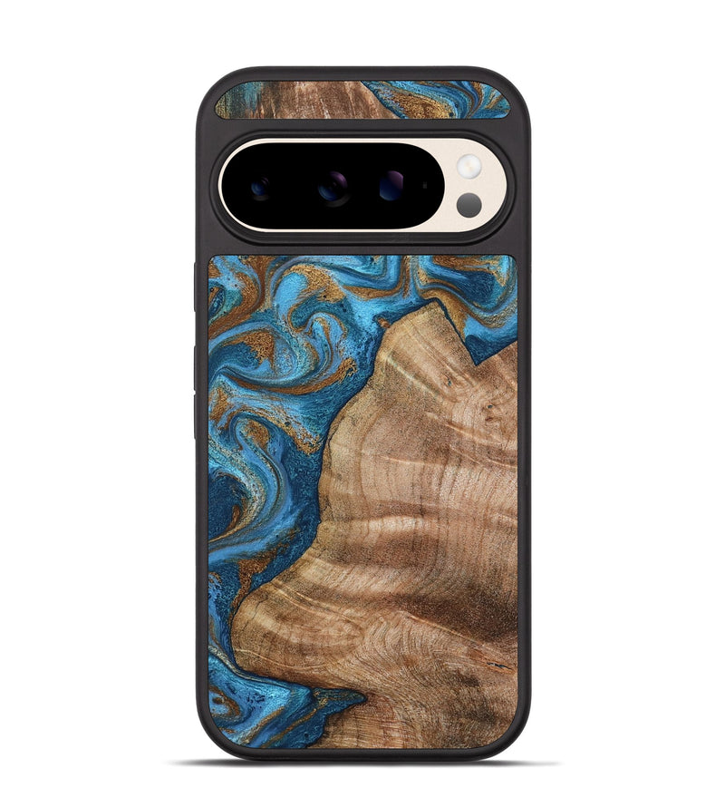 Pixel 10 Wood Phone Case - Julisa (Teal & Gold, 800084)