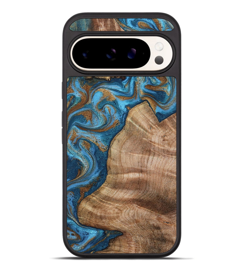 Pixel 10 Pro XL Wood Phone Case - Julisa (Teal & Gold, 800084)