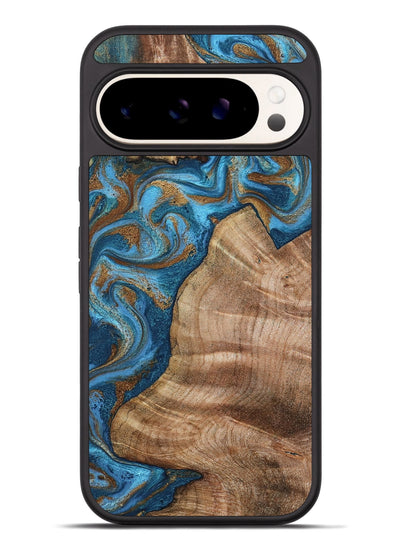 Pixel 9 Pro XL Wood Phone Case - Julisa (Teal & Gold, 800084)