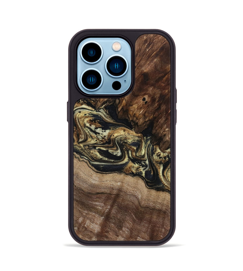 iPhone 14 Pro Wood Phone Case - Skylar (Black & White, 800085)